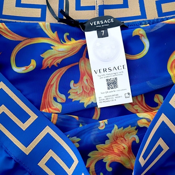 NWT Versace Greca Border Medusa Barocco Blue Swim Shorts Bathing Suit Size 7 XL - Picture 5 of 10